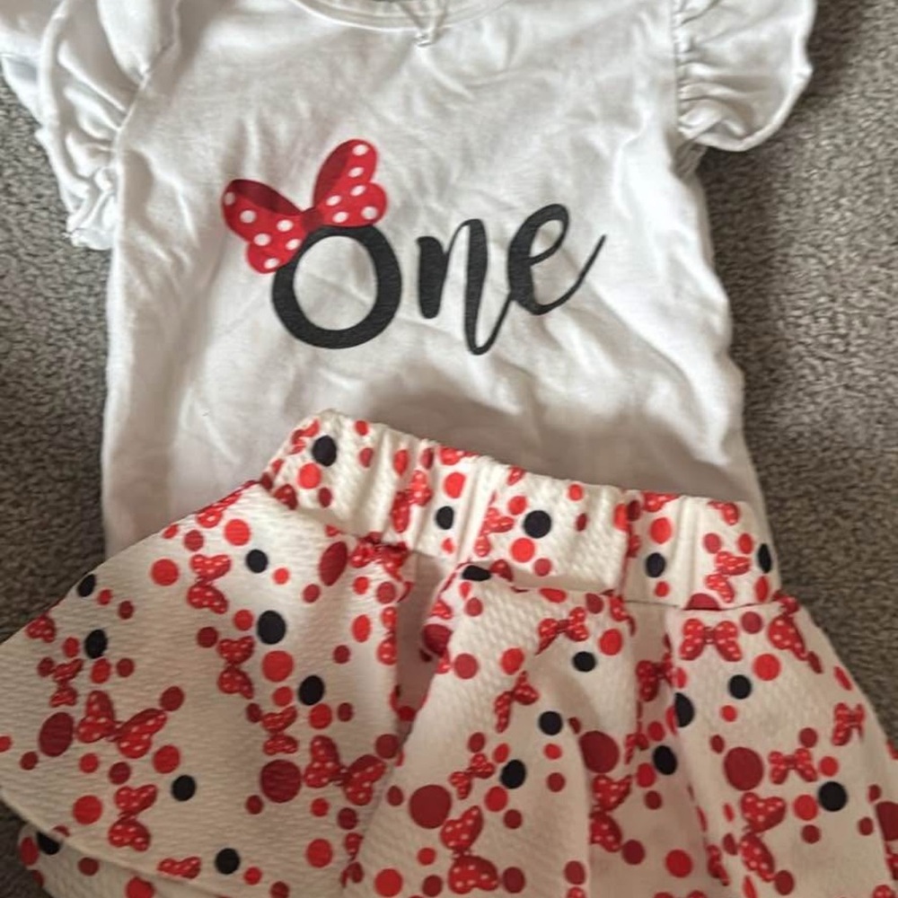 White and Red Polka Dot Outfit- Mickey Mouse